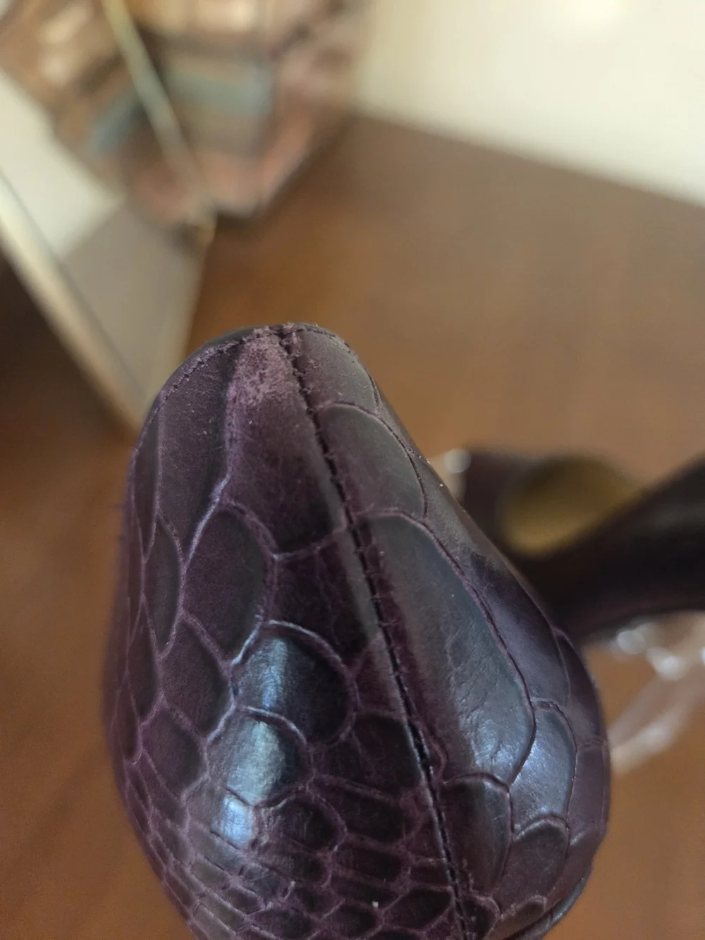 Michael Kors Plum Snakeskin-Embossed Pointed Toe Pumps